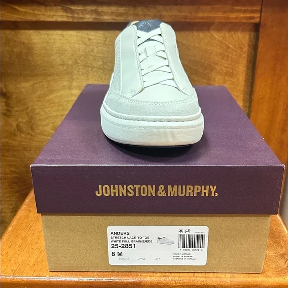 Johnston & Murphy White and Navy Sneakers - Picture 5 of 5